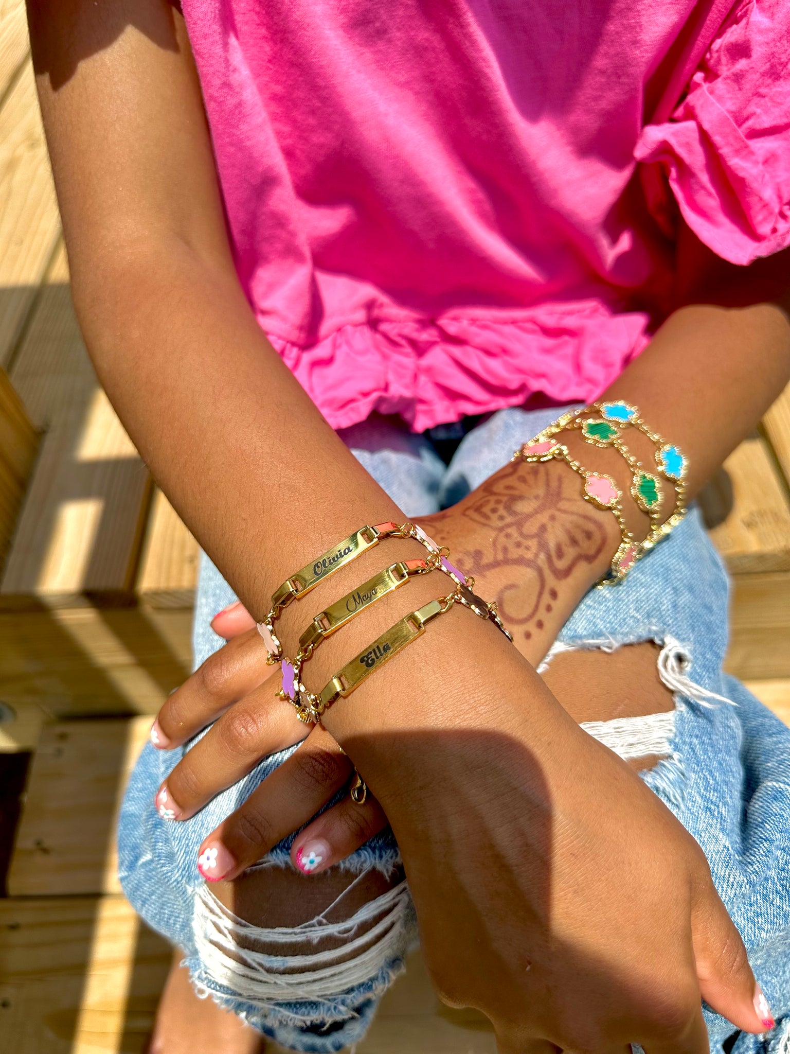 Clover Inspired Engraved Kids Bracelet