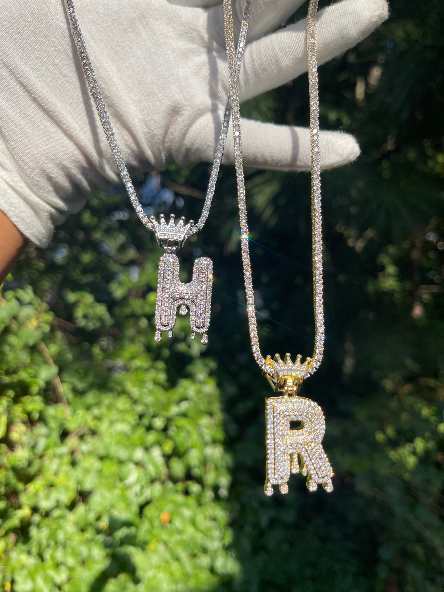 Initial Crown Drip Necklace