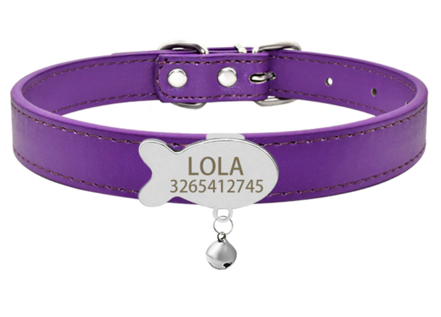 Custom Cat Leather Collar With Bell